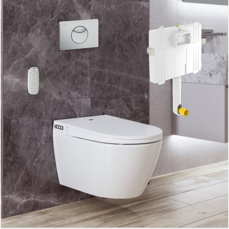 Argent Evo Wall Hung ViSmart Toilet Package Includes E100 Satin Button - Cass Brothers