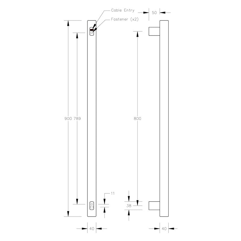 Avenir Grab Vertical Heated Rail - 90cm - Cass Brothers