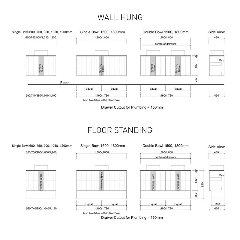 Timberline Henley Wall Hung Vanity with SilkSurface Top & Basin 750mm