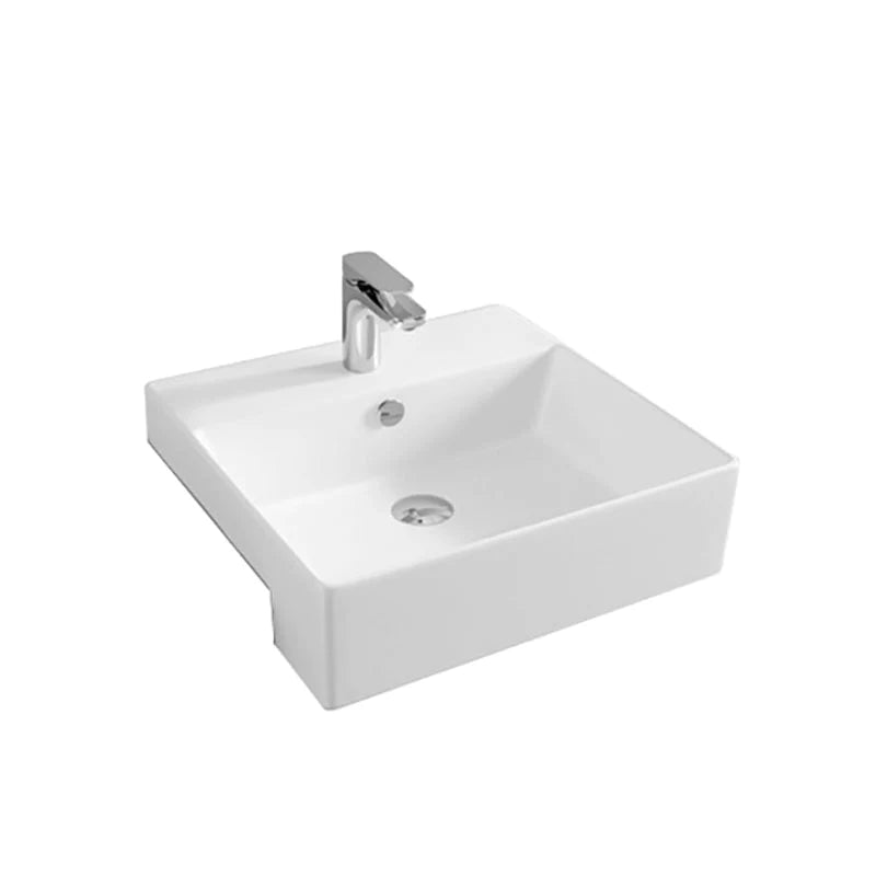 Parisi Quadro 50 Semi Recessed Basin - 3 Tap Holes - Gloss White