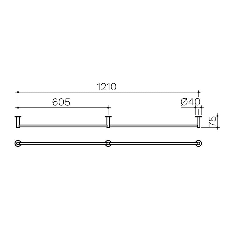 Clark Round Single Towel Rail 1200mm Specification