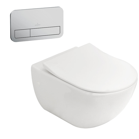 Villeroy & Boch Subway 3.0 Wall Hung Ceramic Plus Toilet incl/Slim Seat & VB Cistern Package